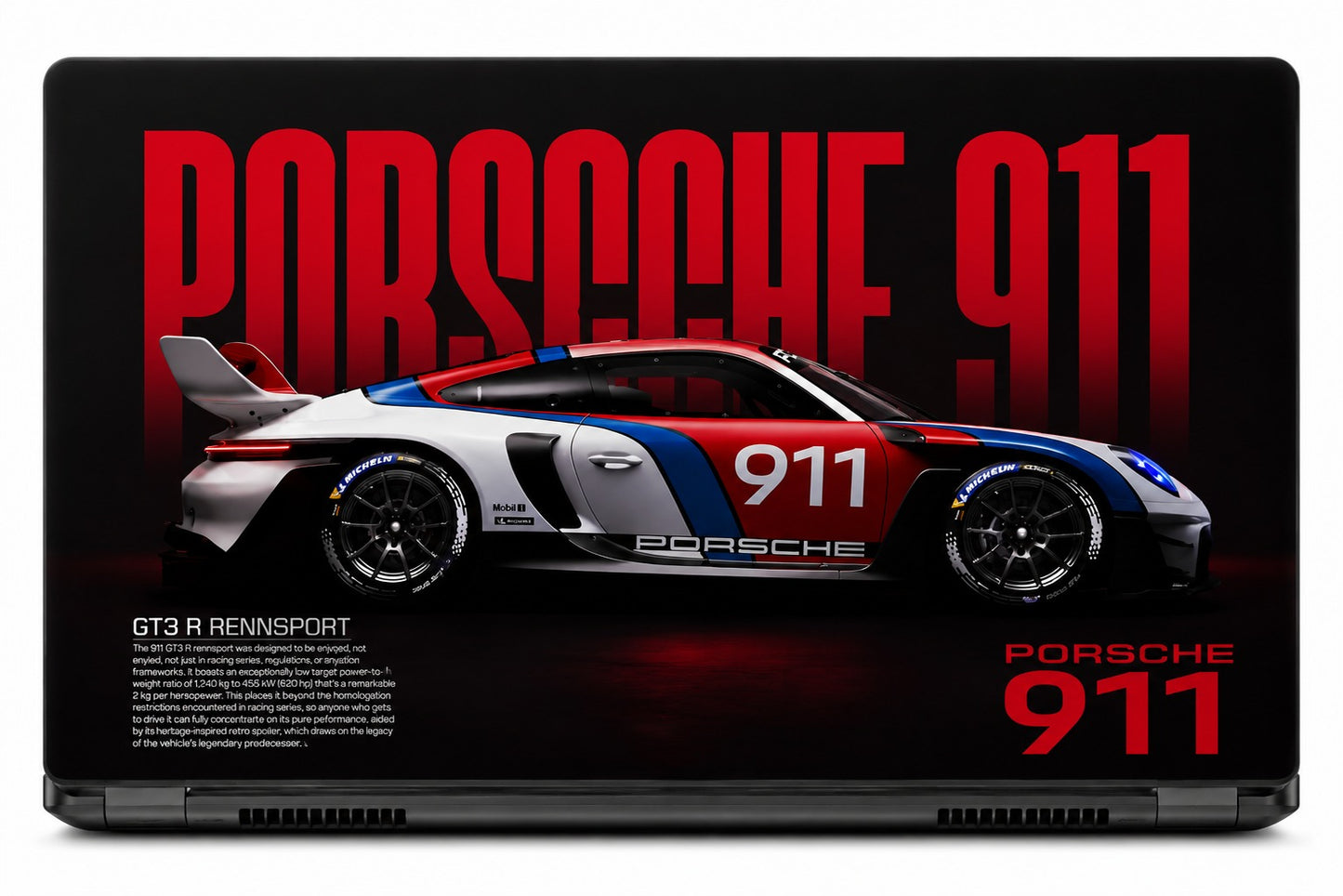 Porsche 911 Laptop Skin - Premium Vinyl Wrap for MacBook, Gaming Laptops & Ultrabooks